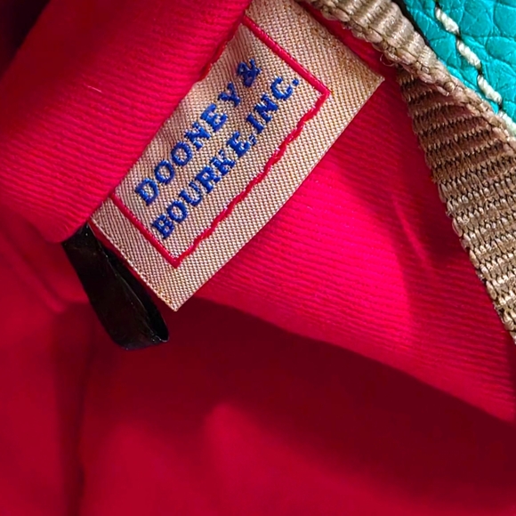 Dooney & Bourke Teal and Brown Leather Tote Bag - Picture 14 of 16